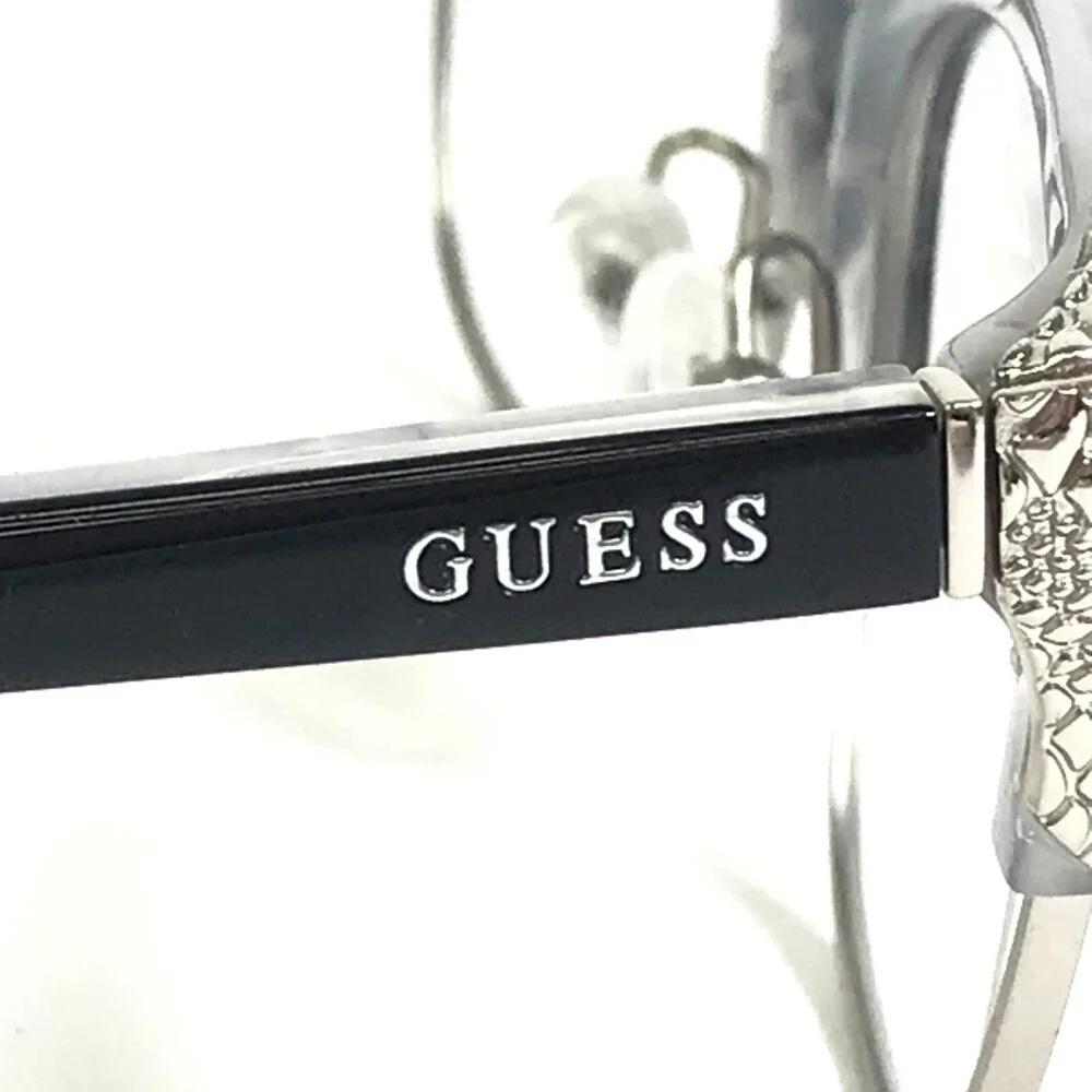 Guess Eyeglasses Frames GU2590 001 Black Silver Cat Eye Full Rim 52-17-135